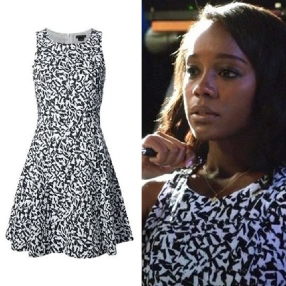 Theory Maydra Print Fit & Flare Eyelet Lace White & Blue Dress size 12